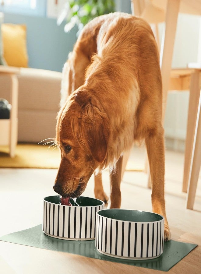 BS Case Ikeaa UTSÅDD Pet Bowls, Stoneware, Striped Black-Blue/Grey-Green Pattern, 19 cm (7.5 inches), Set of 2, Dishwasher-Safe - Image 4